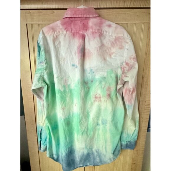 Polo Ralph Lauren MendClassic Fit Long Sleeve Pastel Tie Dye Oxford Shirt 15 1/2 - Picture 3 of 4